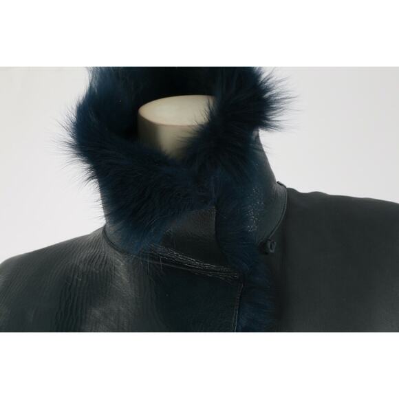 Luxury York Furrier Shearling Patent Leather Patchwork Long Fur Coat Size Small - Picture 14 of 16